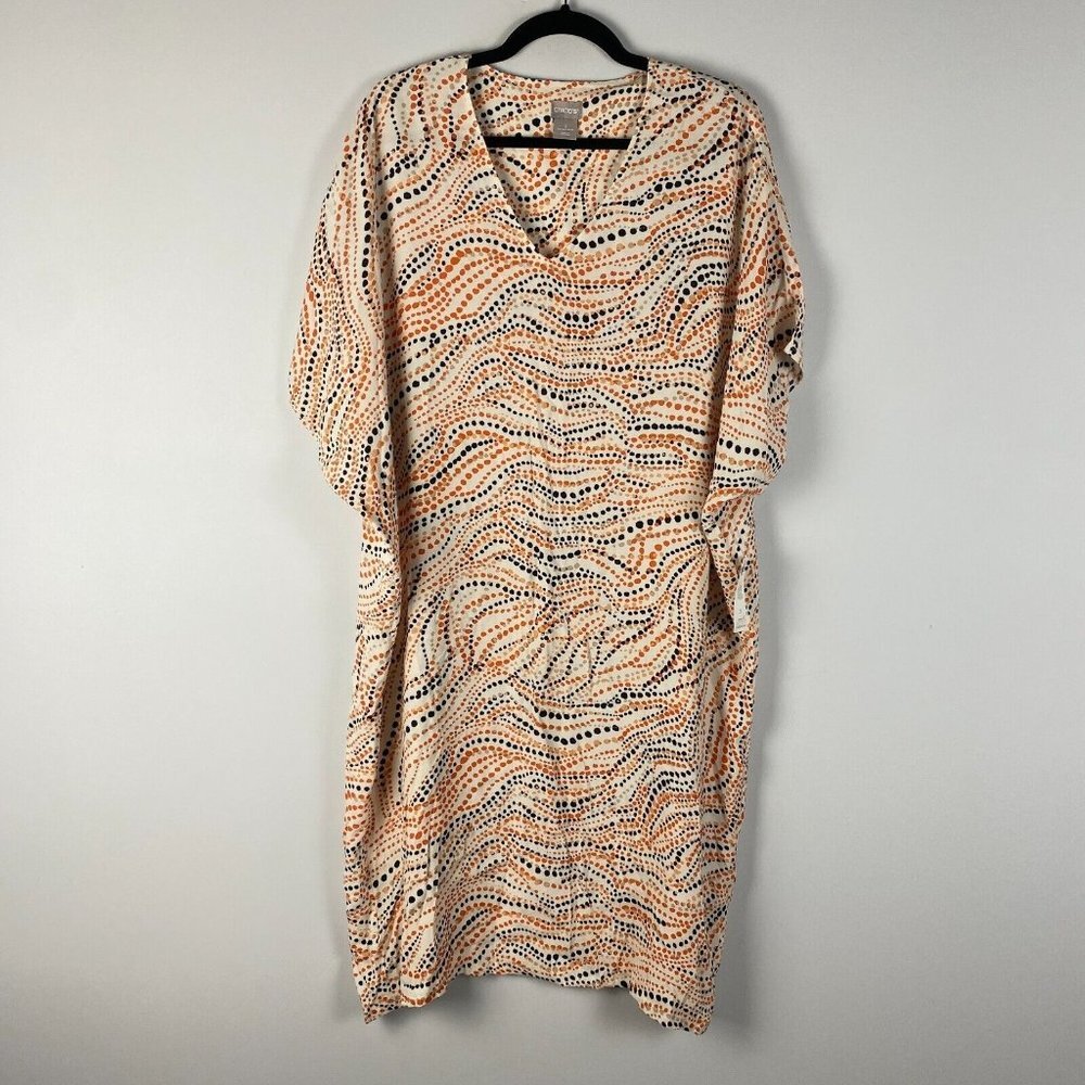 Chicos Short-Sleeve V-Neck Printed Wedge Dress Womens 3 US XL Multicolor Dot